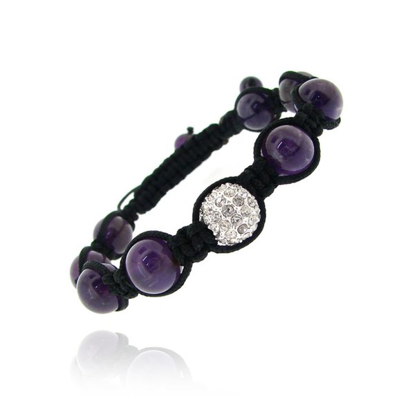Crystal Fireball & Amethyst 10mm Shamballah Brac - Picture 1 of 1